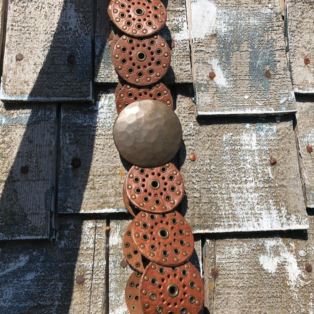 Brown leather belt.